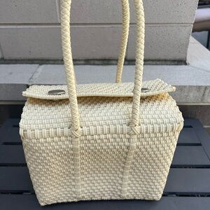 Elegant Cream Woven Tote Bag New without tag